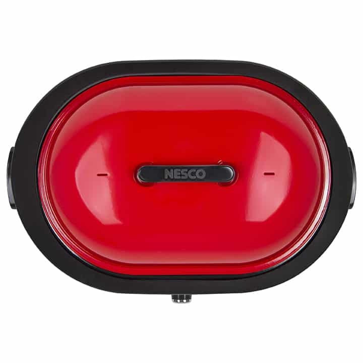 Nesco 18 Qt. Red Roaster Oven Porcelain Cookwell Top