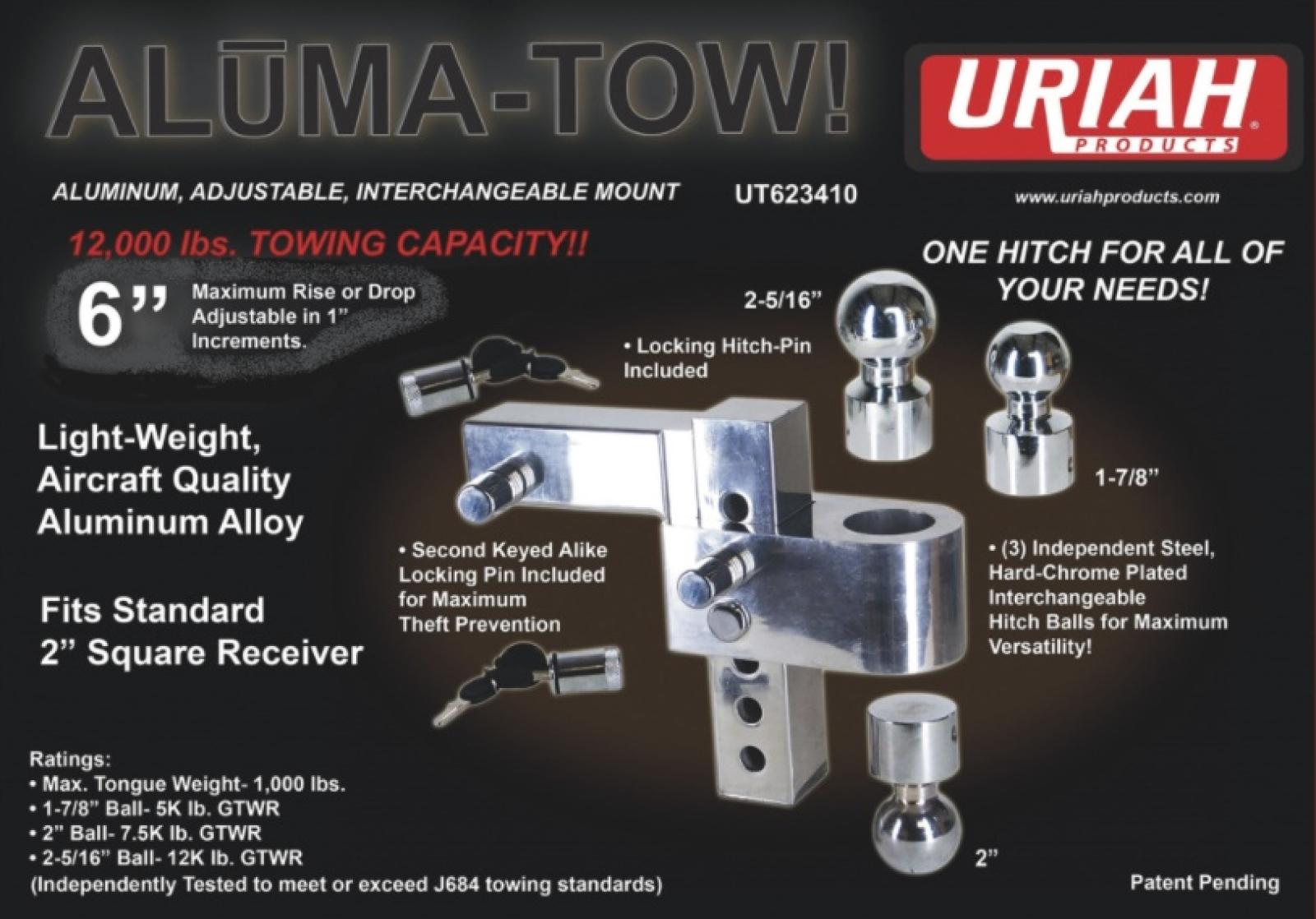 Uriah Aluma-Tow Hitch Mount with 6" Drop Info