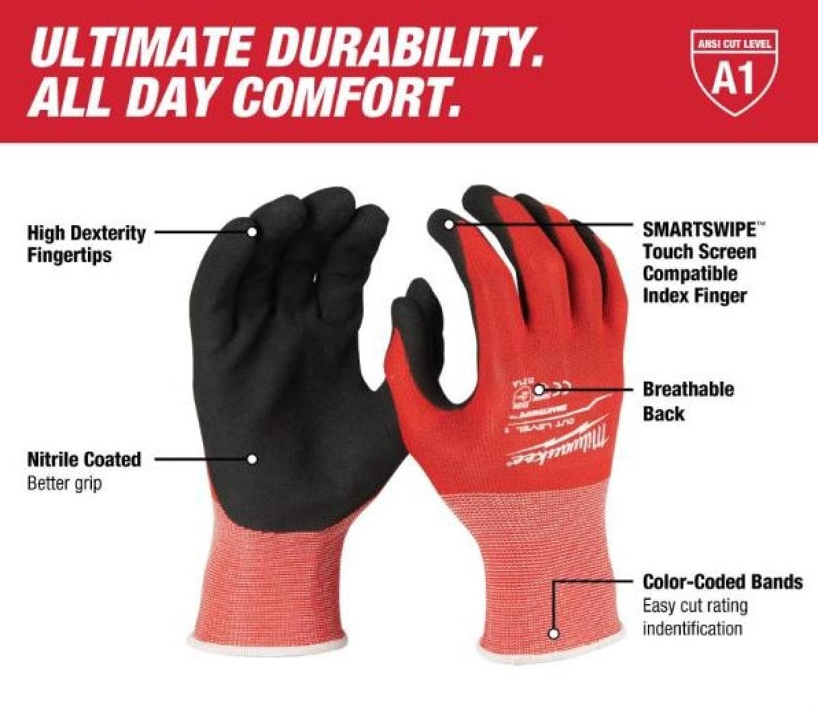 Milwaukee Level 1 Cut Resistant Dipped Work Gloves