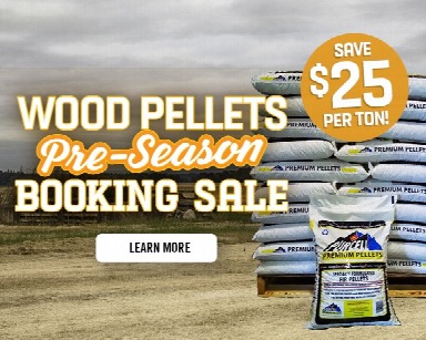 Wood Pellet Preseason booking sale save $25 per ton- Picture of pallet of wood chips