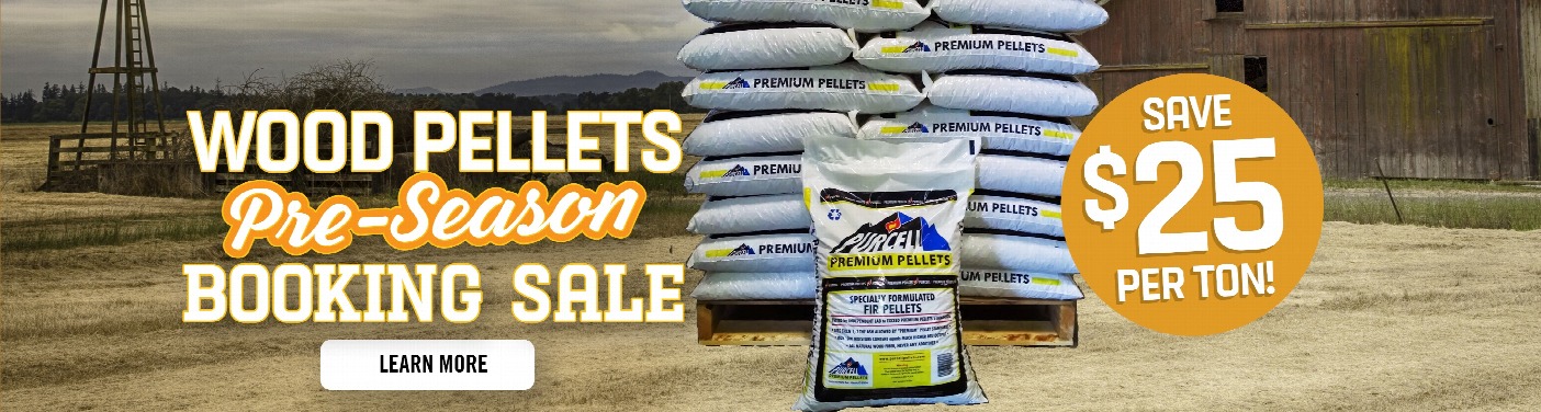 Wood Pellet Preseason booking sale save $25 per ton- Picture of pallet of wood chips