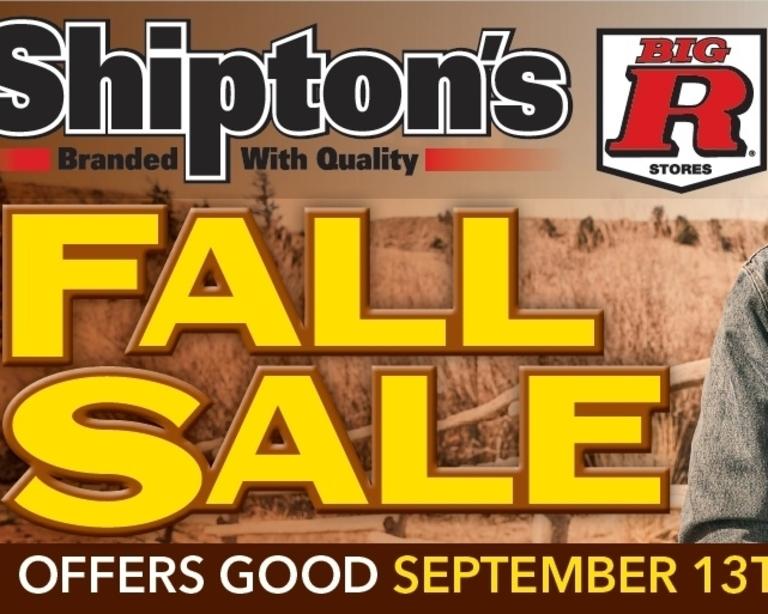 FALL SALE AD FLYER WITH A MAN STANDING NEXT TO A FENCE