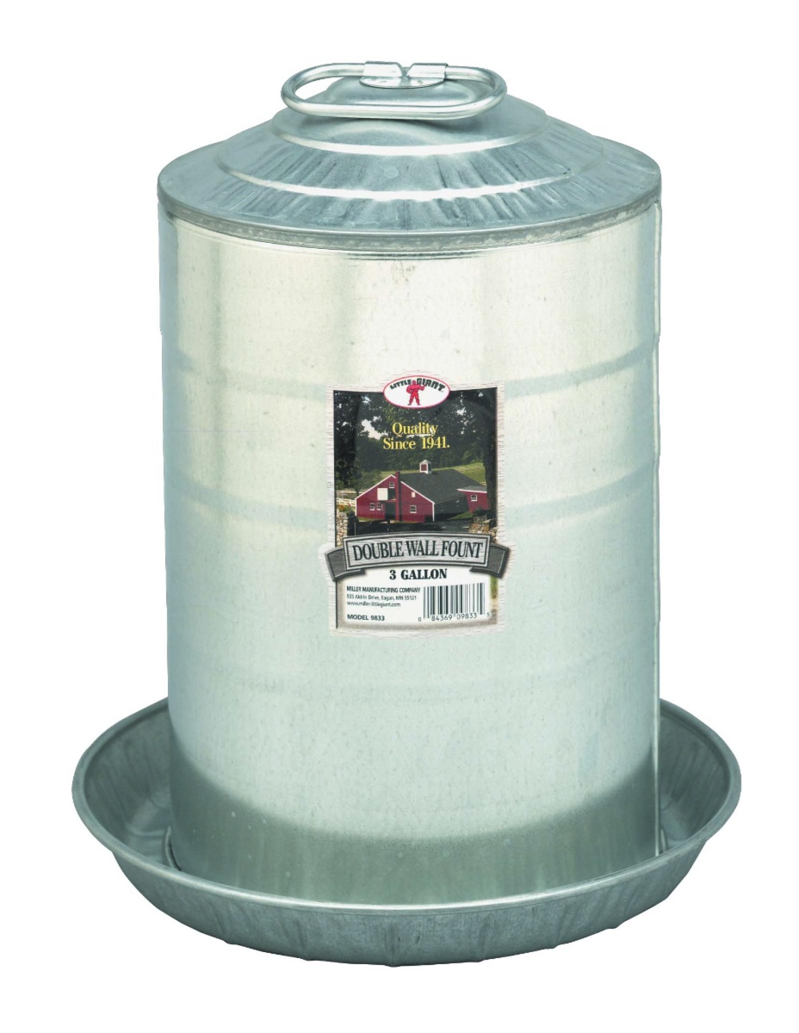 Little Giant 3 Gallon Double Wall Metal Poultry Fount