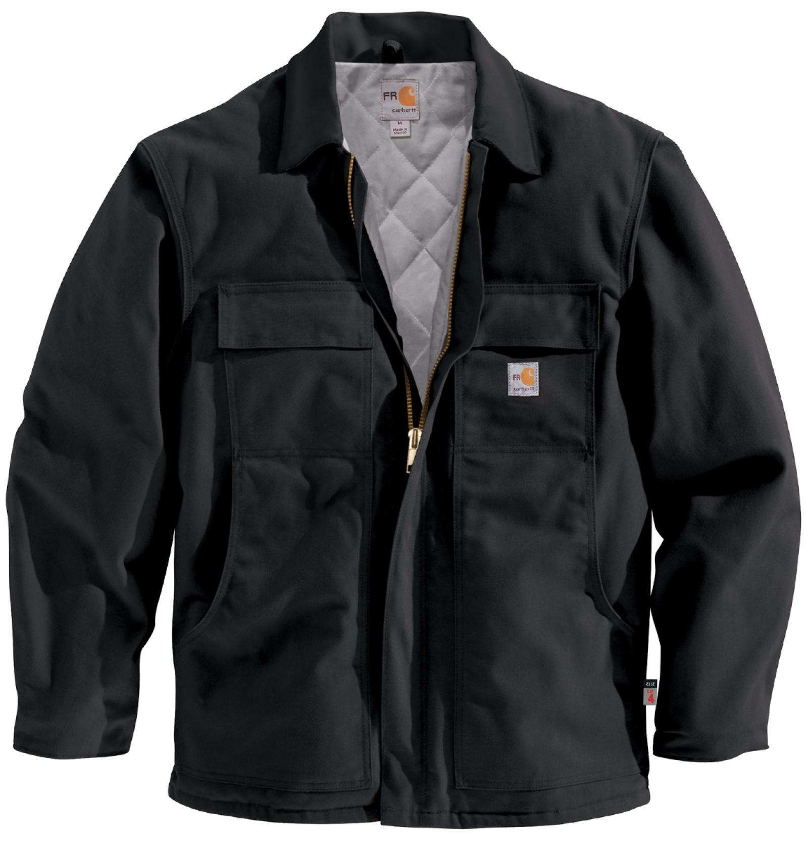 Carhartt Flame Resistant Duck Traditional Coat/Quilt-Lined Black Front