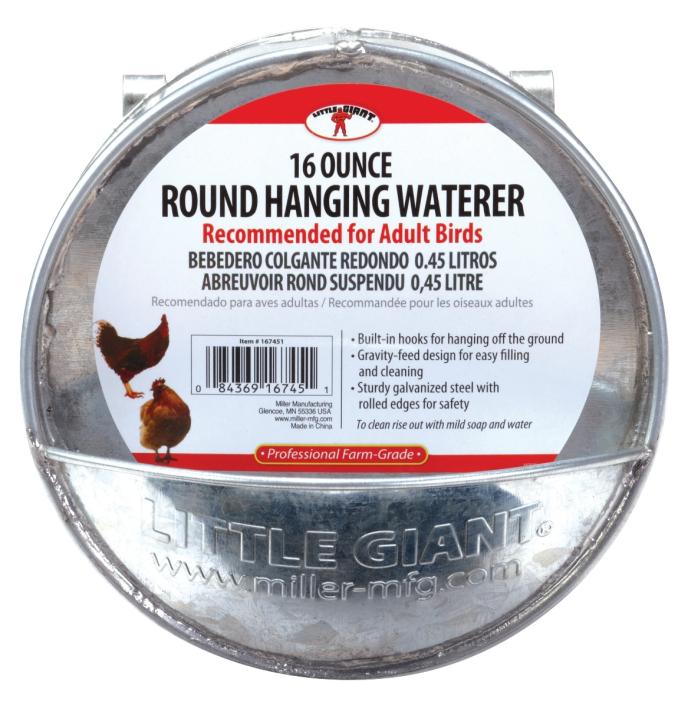 Little Giant 1 Pint Galvanized Round Hanging Poultry Waterer