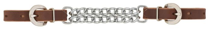 Weaver Leather 4-1/4" Double Flat Link Chain Curb Strap with Bridle Leather