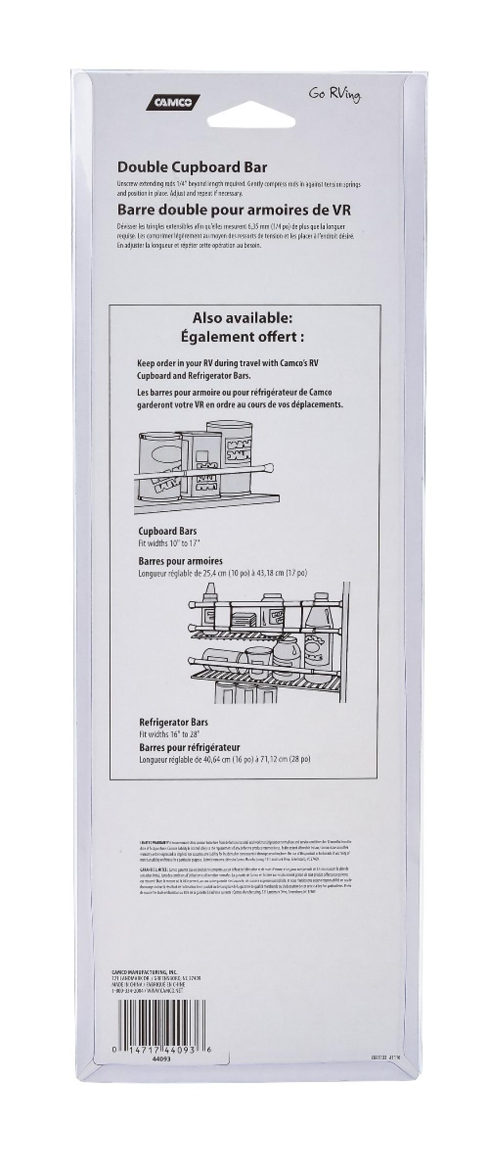 Camco RV Double Cupboard Bar 10" to 17"