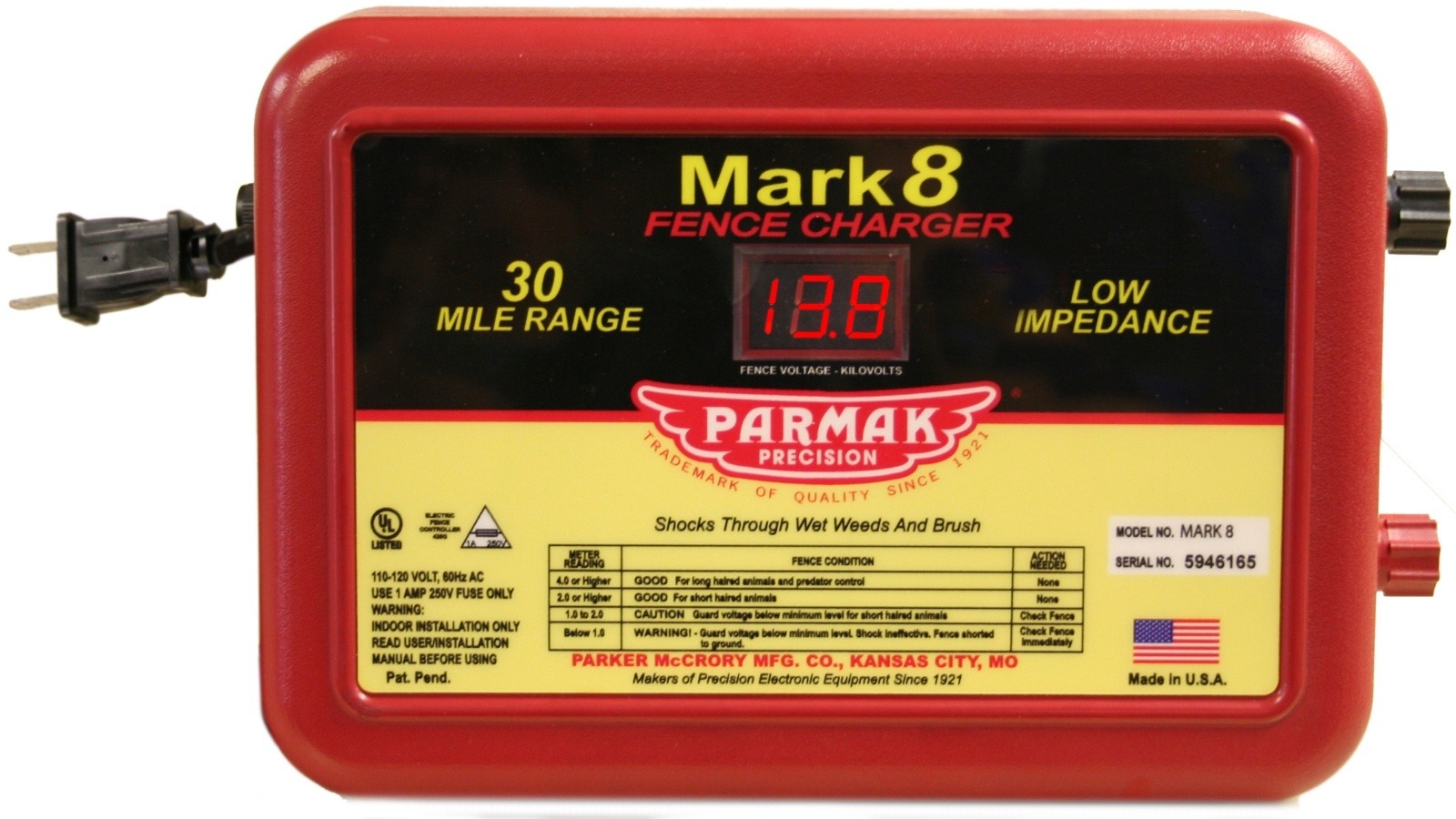 Electric Fencer Charger Mark 8 110 - 120 Volt