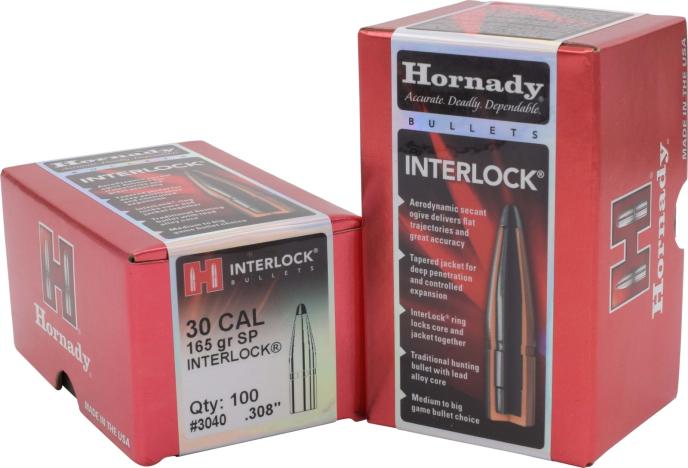 Hornady 30 Cal .308 165 gr InterLock SP Bullets