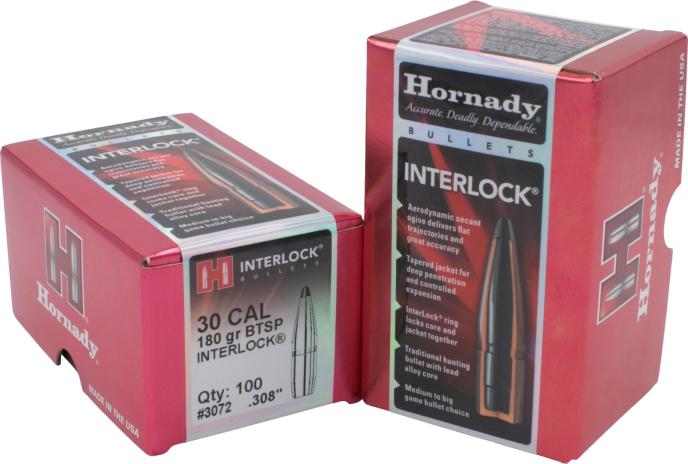 Hornady 30 Cal .308 180 gr InterLock BTSP Bullets