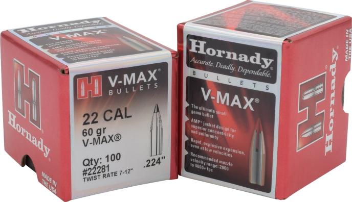 Hornady 22 Cal .224 60 gr V-MAX Bullets