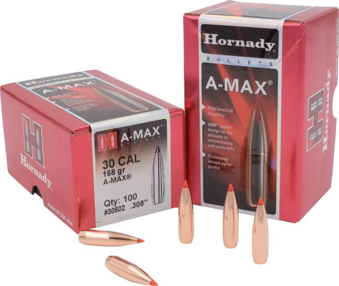 Hornady 30 Cal .308 168 gr A-MAX Bullets