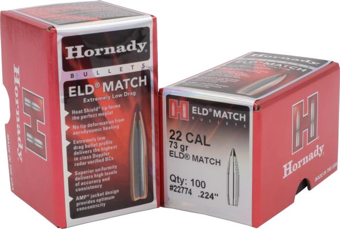 Hornady 22 Cal .224 73 gr ELD Match Bullets