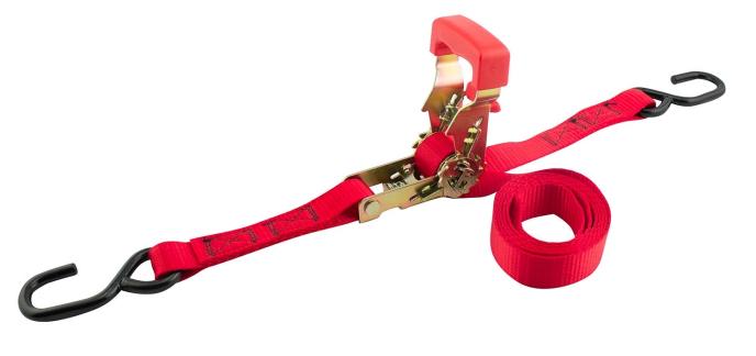 content/products/1" x 15' Red Ratchet Strap with  "S" hooks. 2000 lb.