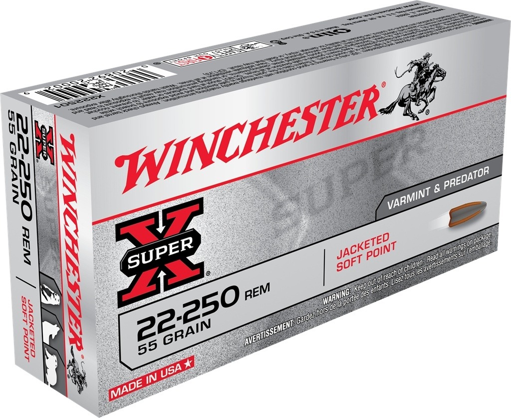 Winchester Super-X 22-250 Remington 55 Grain Jacketed Soft Point