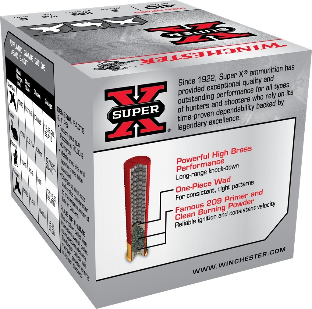 Winchester Super-X High Brass 410 Bore 3" 11/16 oz #6 Shot