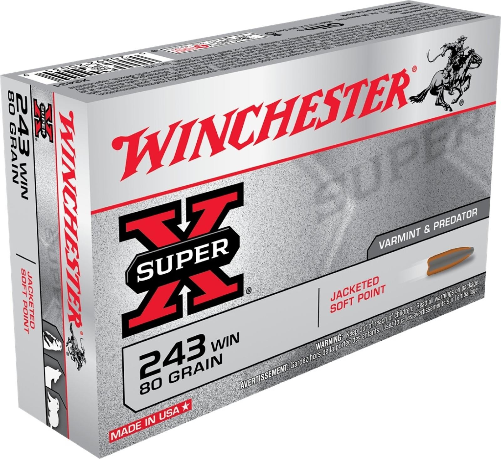 Winchester Super-X 243 Winchester 80 Grain Jacketed Soft Point