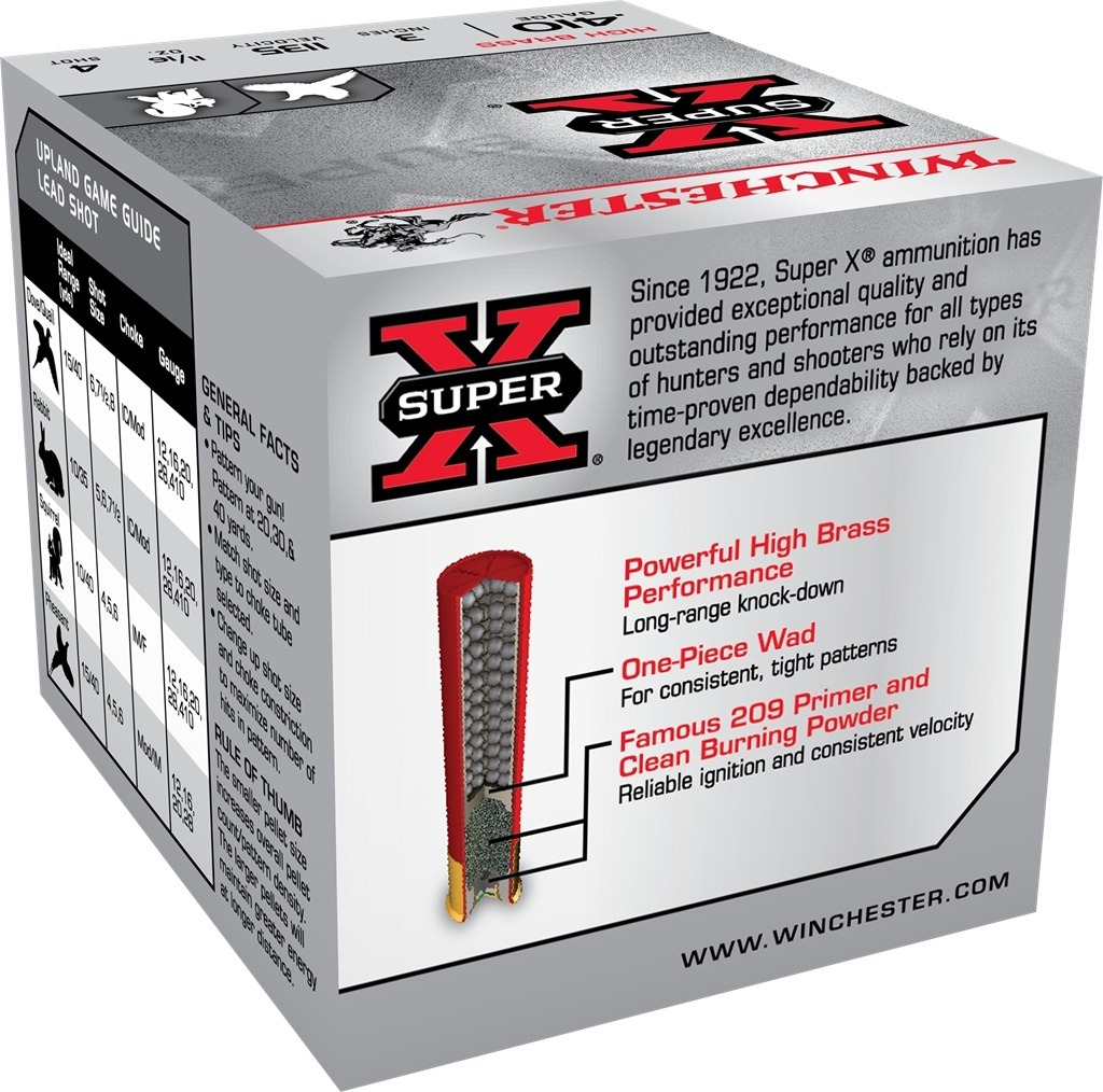 Winchester Super-X High Brass 410 Bore 3" 11/16 oz #4 Shot