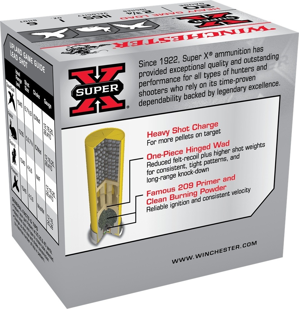 Winchester Super-X Heavy Game Load 20 Gauge 2-3/4" 1 oz #6 Shot