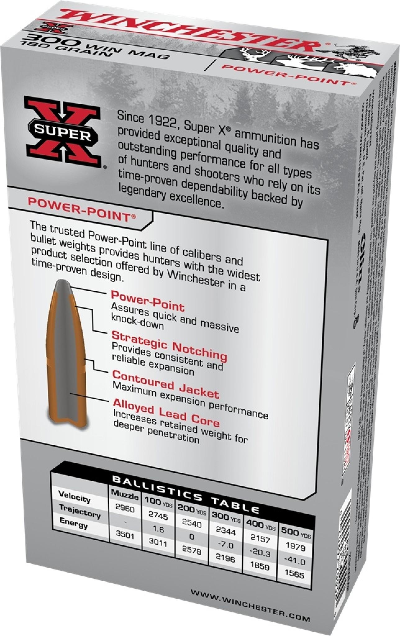 Winchester Super-X 300 Winchester Magnum 180 Grain Power-Point