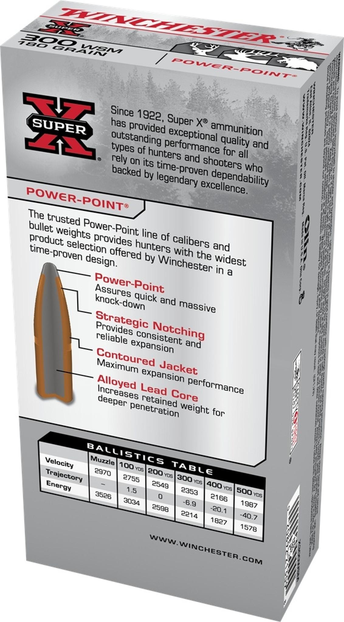 Winchester Super-X 300 Winchester Short Magnum (WSM) 180 Grain Power-Point