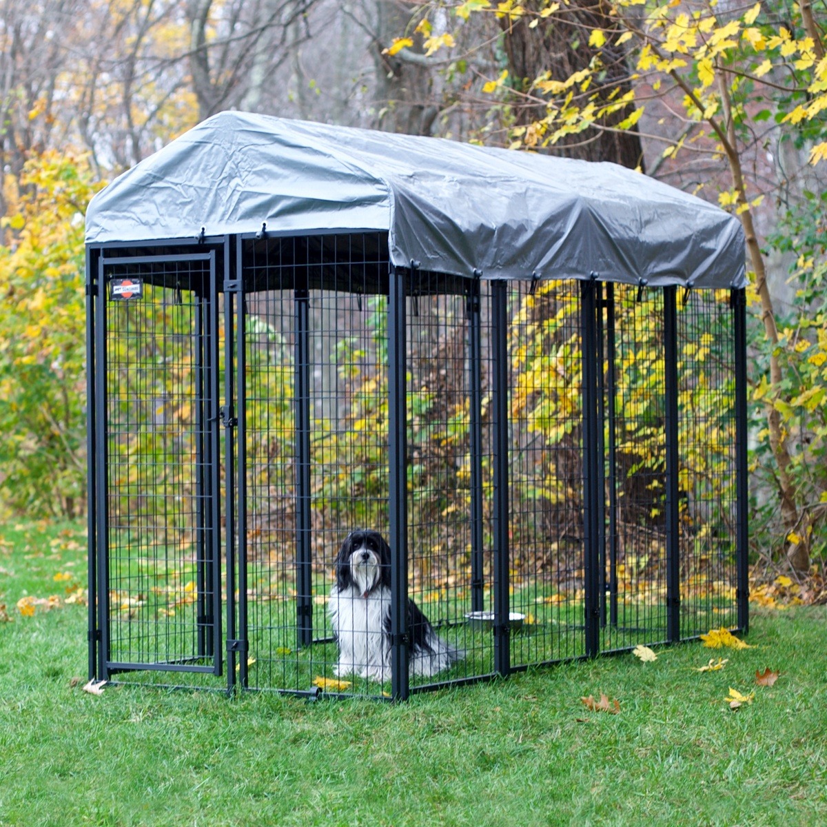 Pet Sentinel's 6ft H x 4ft W x 8ft D Welded Wire Kennel Kit with Cover