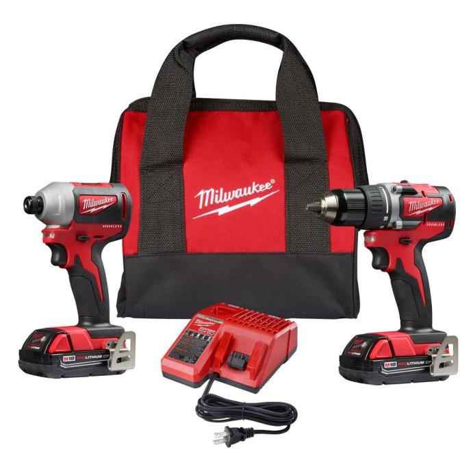 Milwaukee M18 18-Volt Lithium-Ion Brushless Cordless Compact Drill/Impact Combo Kit