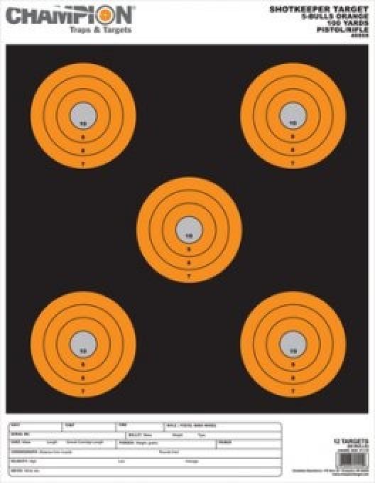 Shotkeeper Targets 5-Bull Large Orange 12 Pack