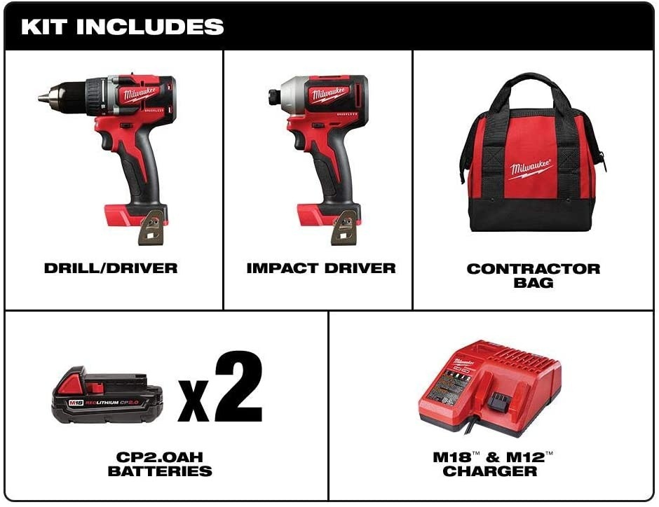 Milwaukee M18 18-Volt Lithium-Ion Brushless Cordless Compact Drill/Impact Combo Kit