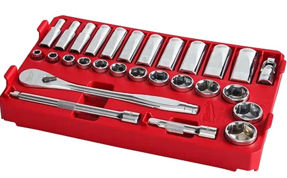Milwaukee 3/8” Drive 28pc Ratchet & Socket Set with PACKOUT™