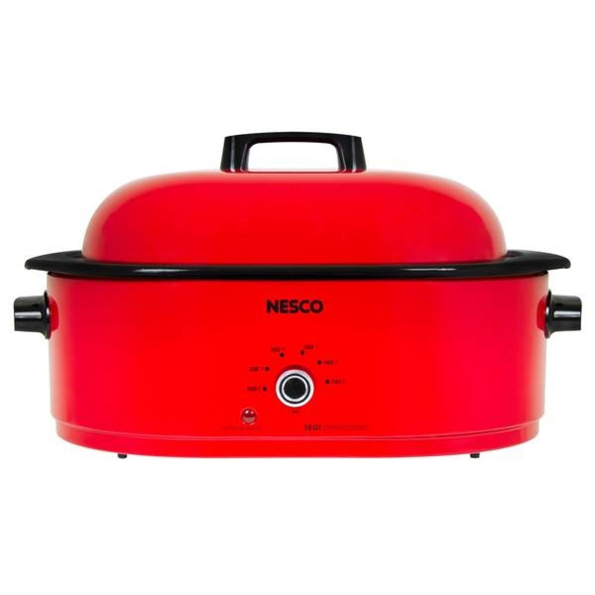 Nesco 18 Qt. Red Roaster Oven Porcelain Cookwell