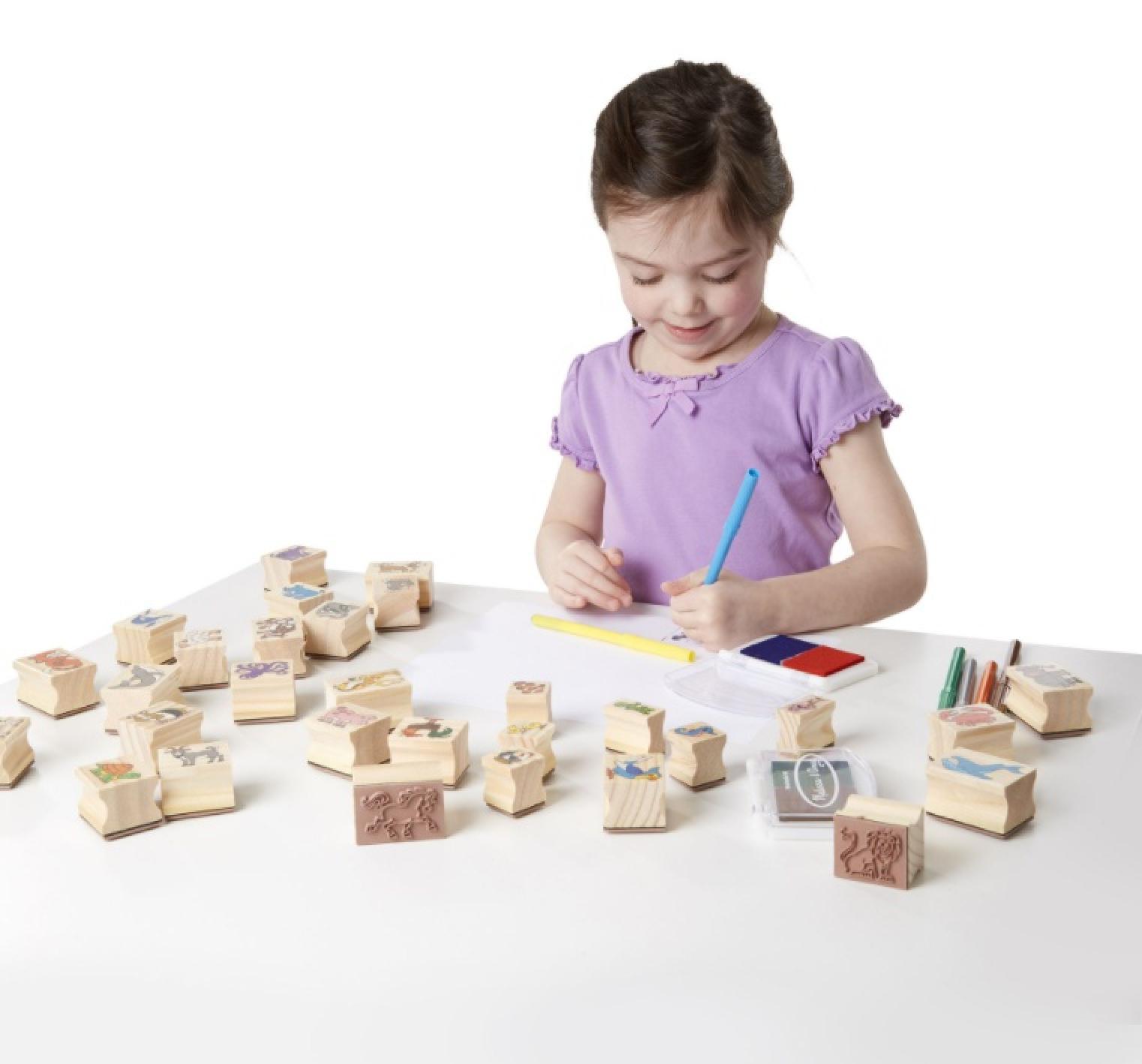 Wooden Stamp Set Child Playing