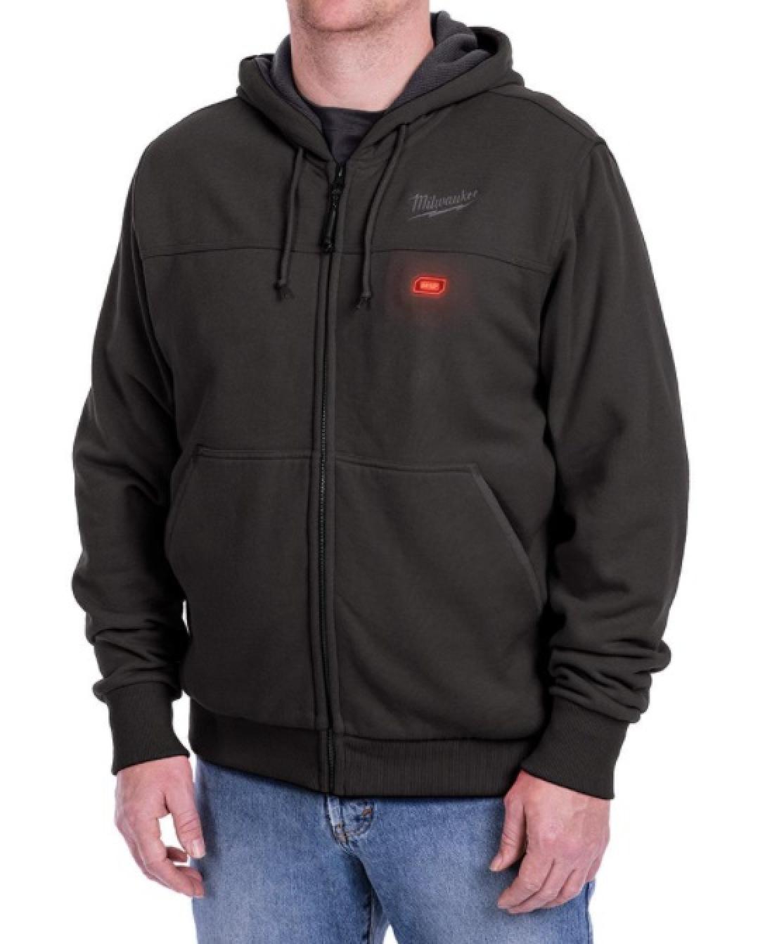 Milwaukee M12 Black Heated Hoodie Person Wearing Front