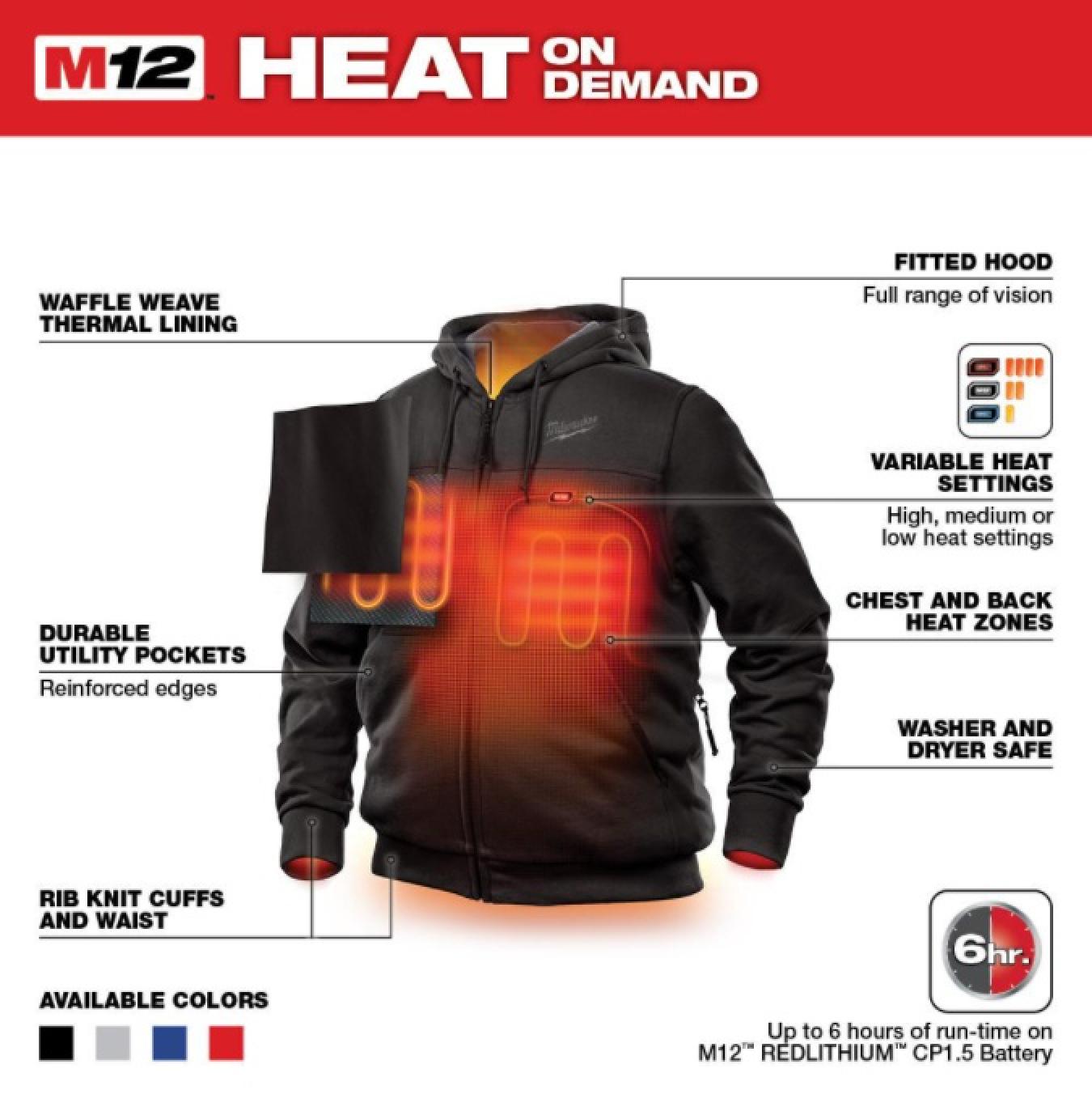 Milwaukee M12 Black Heated Hoodie Info