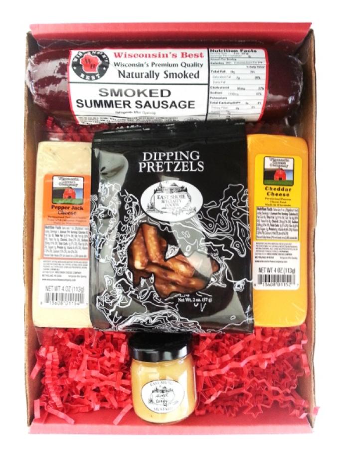 Wisconsin Cheese Company Cheese, Sausage, Pretzels & Mustard Gift Pack