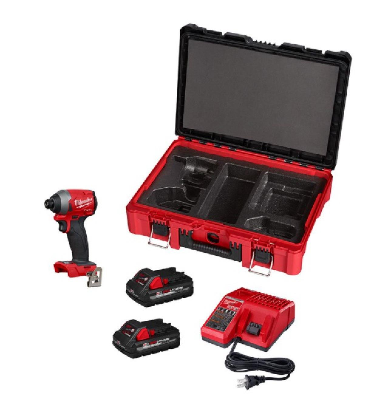M18 FUEL 18-Volt Lithium-Ion Brushless Cordless 1/4 in. Hex Impact Driver  Kit with Two  Ah Batteries and PACKOUT Case