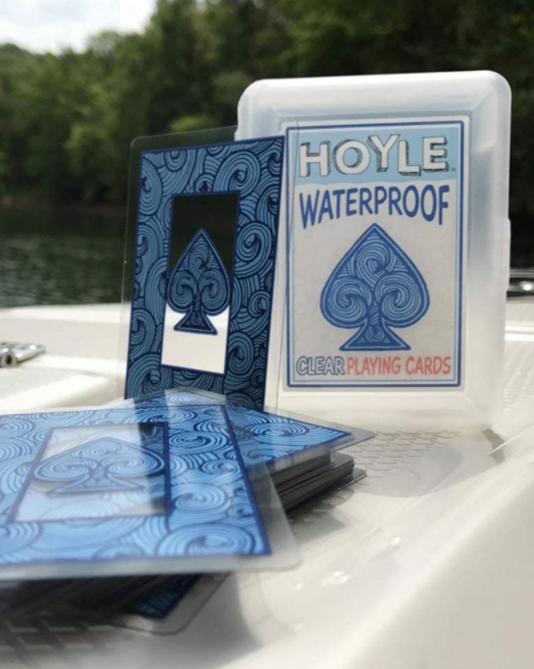 Hoyle Clear Waterproof Playing Cards Outside by Pool