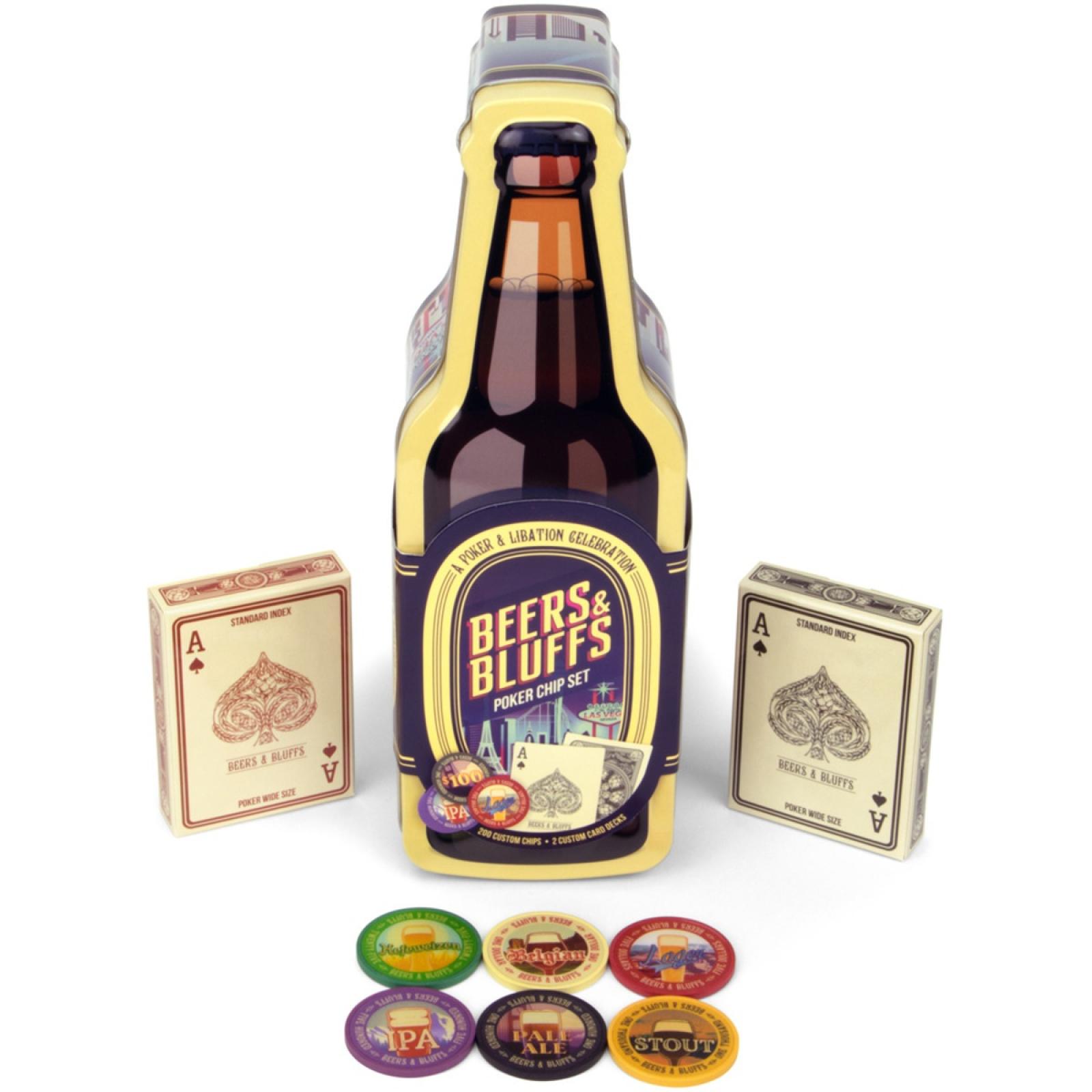 Beers & Bluffs Poker Chip Set Cards, Chips, and Pieces