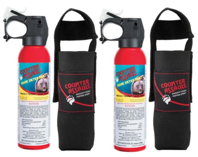 Counter Assault Bear Repellant Spray 8.1 oz Twin Pack with Holster - 40 FT Spray