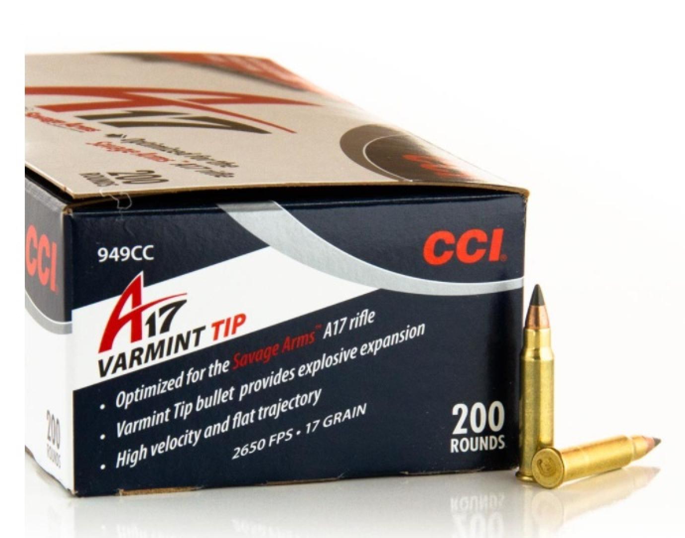 CCI A17 .17 HMR Ammunition 200 Rounds Varmint Tip 17 Grain