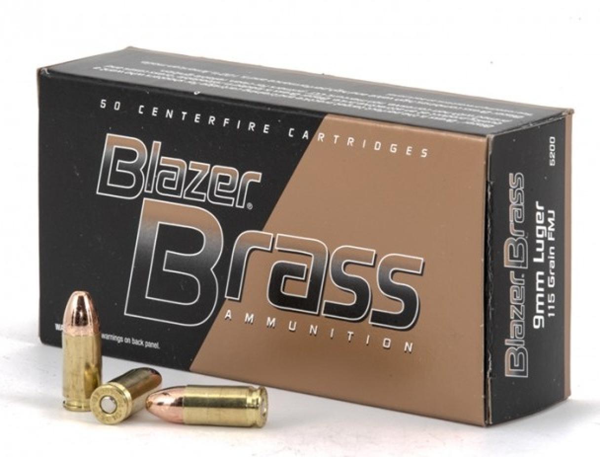 CCI Blazer Brass 9mm Luger Ammunition 50 Rounds FMJ 124 Grains 