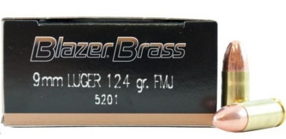 CCI Blazer Brass 9mm Luger Ammunition 50 Rounds FMJ 124 Grains Info