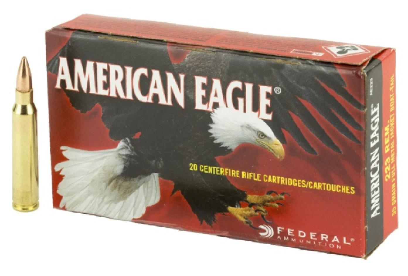 Federal Premium American Eagle .223/5.56 NATO 55 Grain Full Metal Jacket Boat Tail 