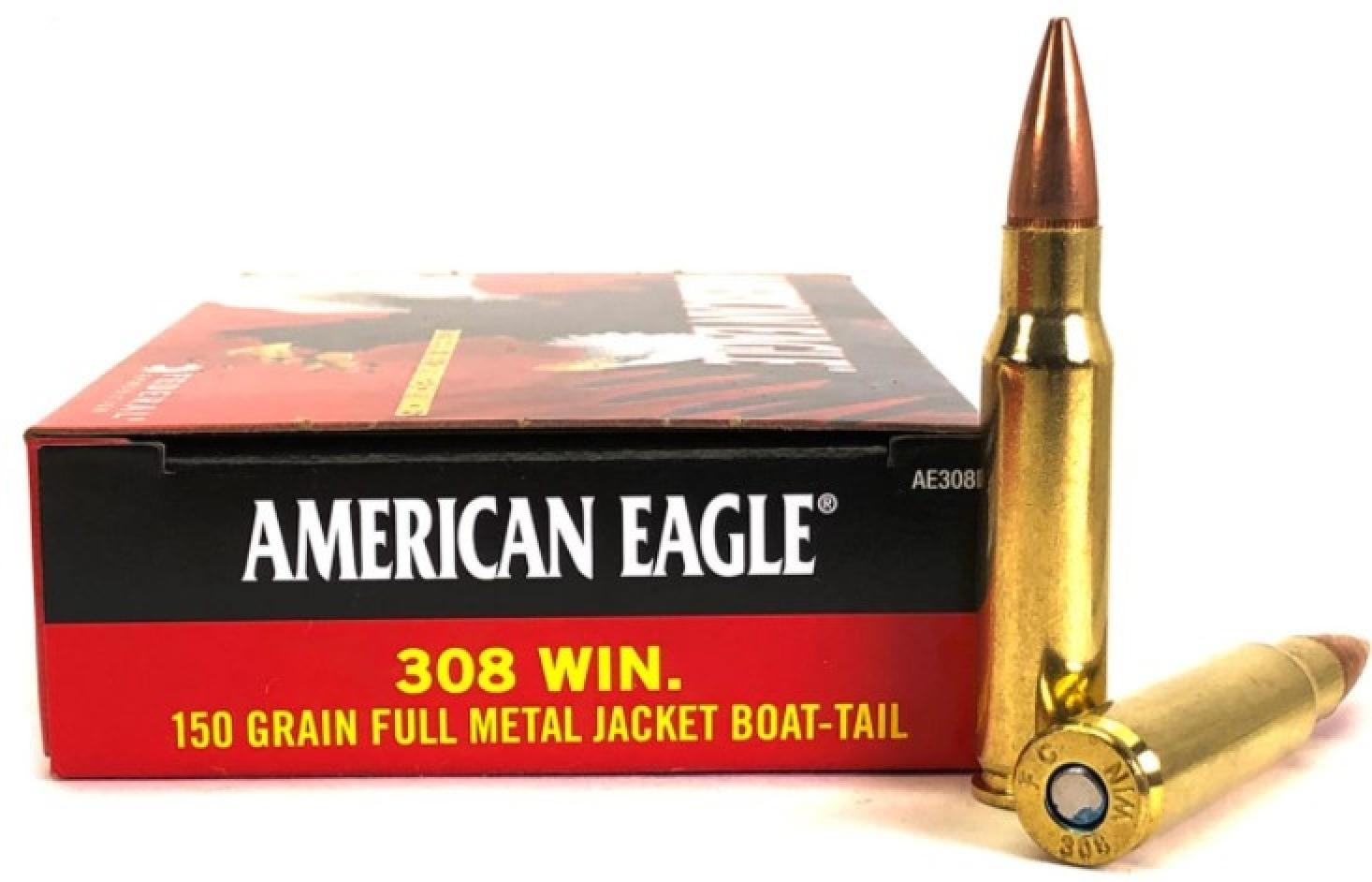 Federal Premium American Eagle .308 Winchester 150 Grain Full Metal Jacket Boat Tail Info