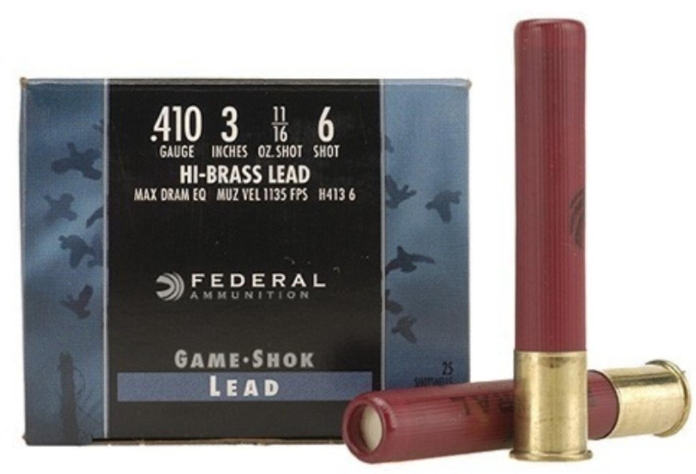 Federal Premium Game Shok Upland Hi-Brass Load 410 Bore #6 Shotshells Info