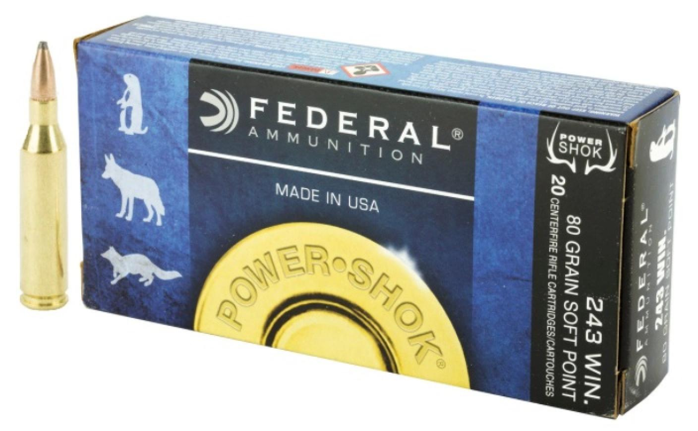 Federal Premium Power-Shok .243 Winchester 80 Grain Speer Hot-Cor Soft Point