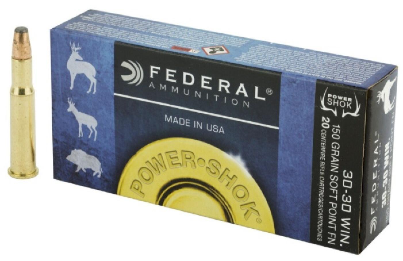 Federal Premium Power-Shok .30-30 Winchester 150 Grain Soft Point Flat Nose
