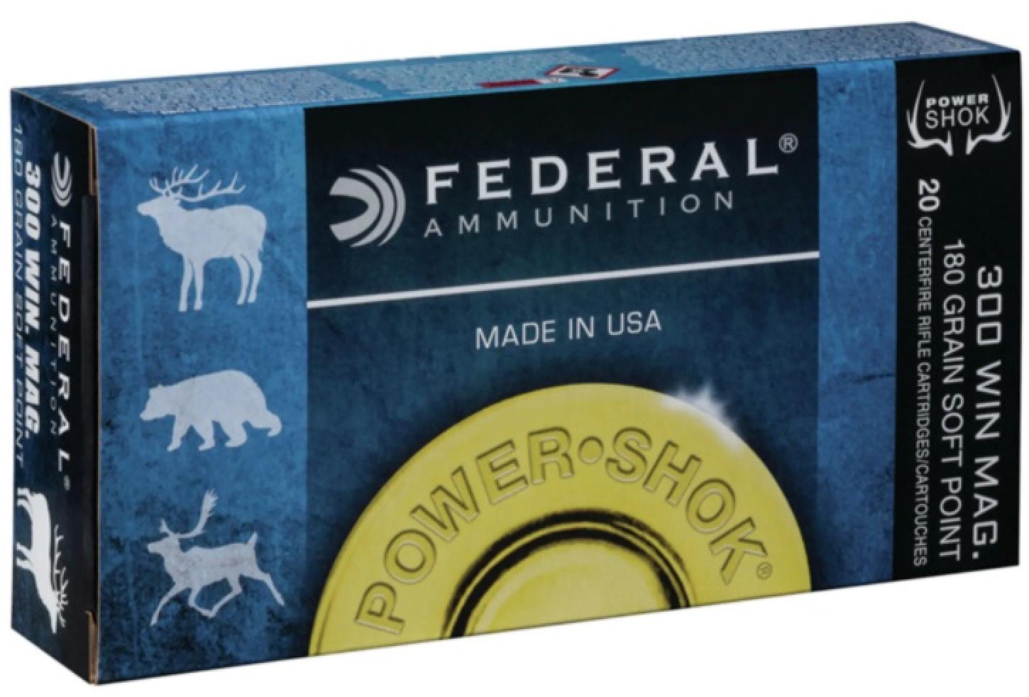Federal Premium Power-Shok .300 Winchester Magnum 180 Grain Jacketed Soft Point