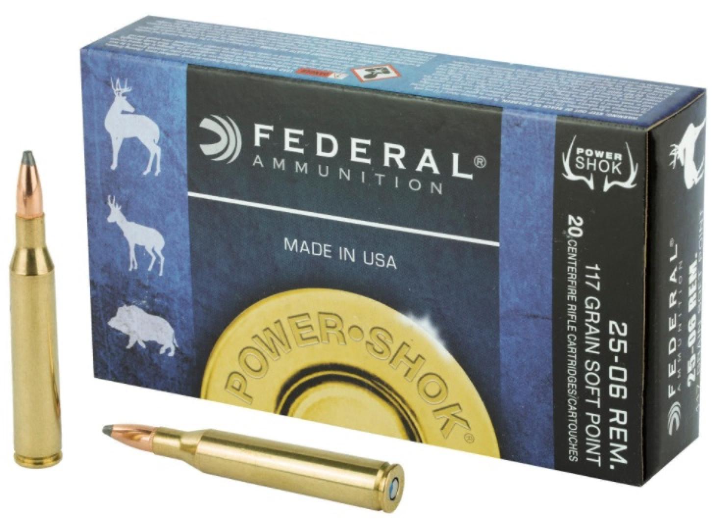 Federal Premium Power-Shok 25-06 Remington 117 Grain Jacketed Soft Point