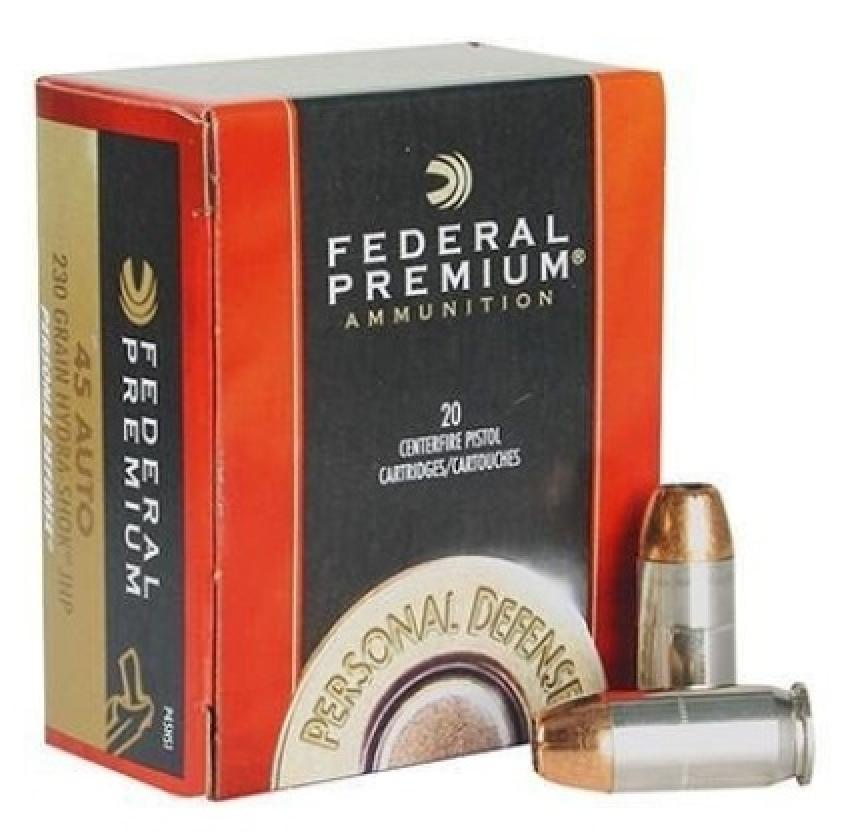 Federal Premium Personal Defense 45 ACP AUTO 230 Grain Hydra-Shok Jacketed Hollow Point